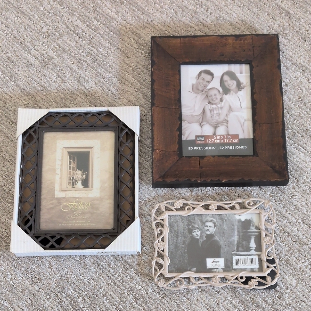 Expressions Rustic and Elegant Picture Frame Trio - Brown, Cream, and Black